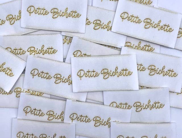 Étiquette Tissée à Coudre Lurex "PETITE BICHETTE" Blanc