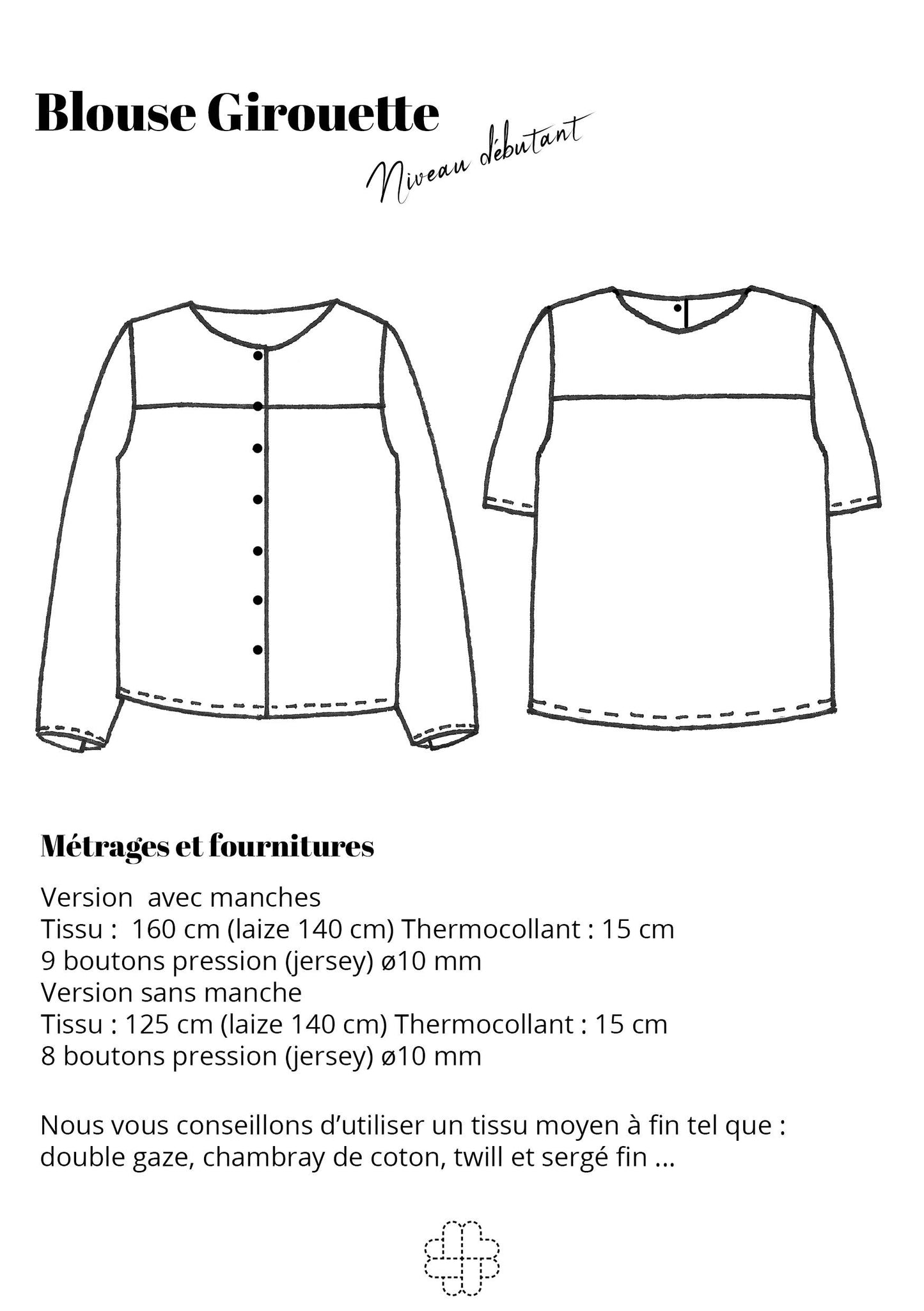 Patron couture "Blouse Girouette"