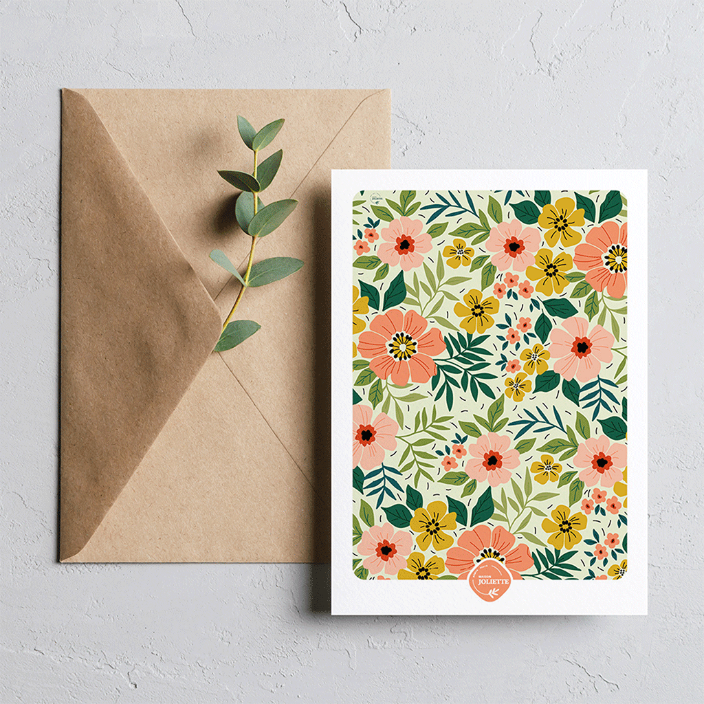 Floraison - Carte postale: Avec enveloppe kraft