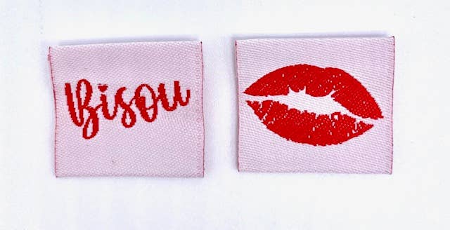 Étiquette Tissée à Coudre Pliée "BISOU"