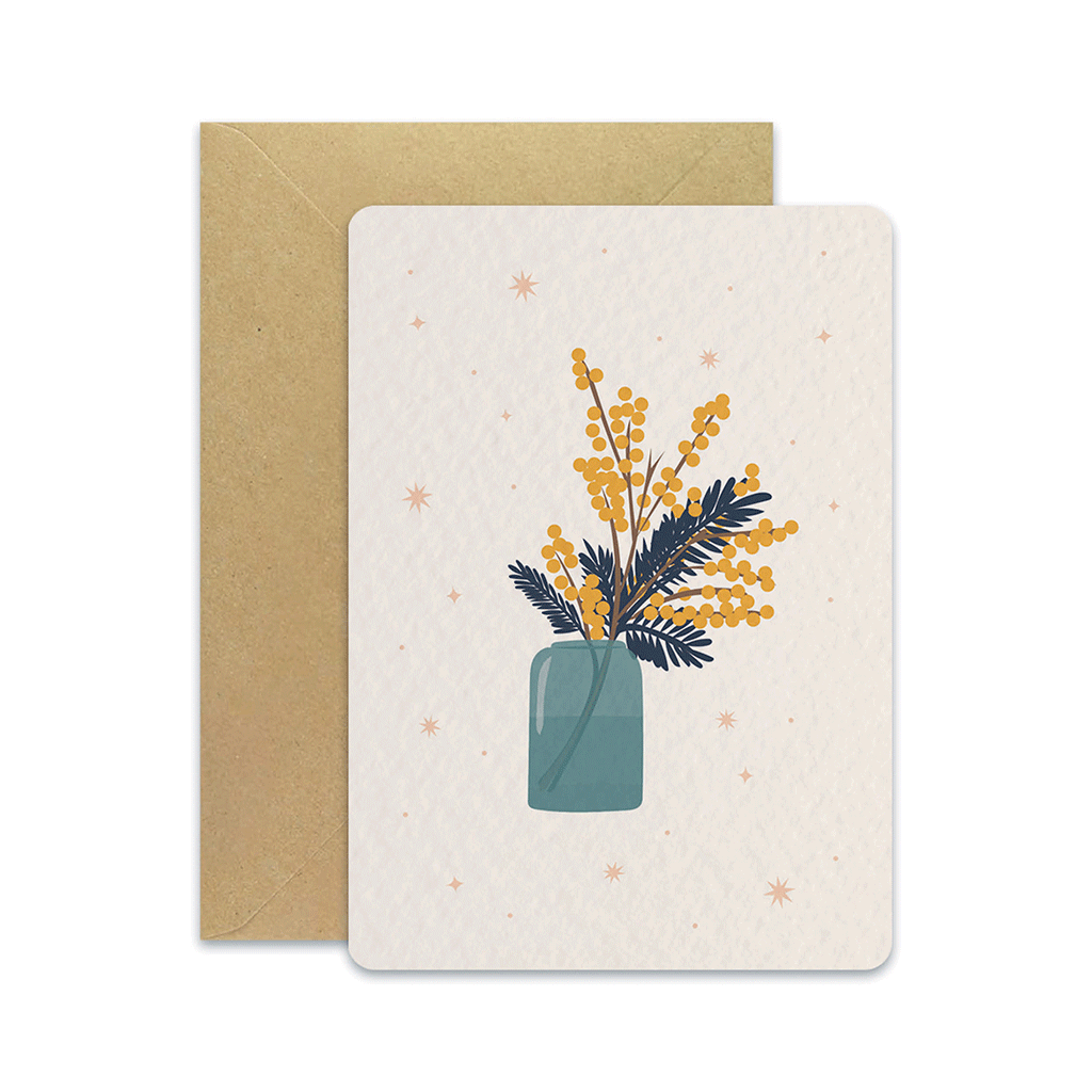 Mimosa - Carte postale: Avec enveloppe kraft