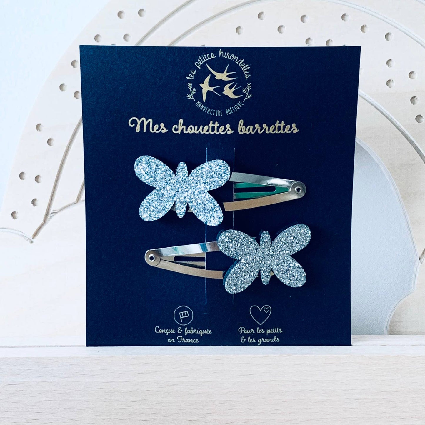 Barrettes doubles - Papillon Bleu