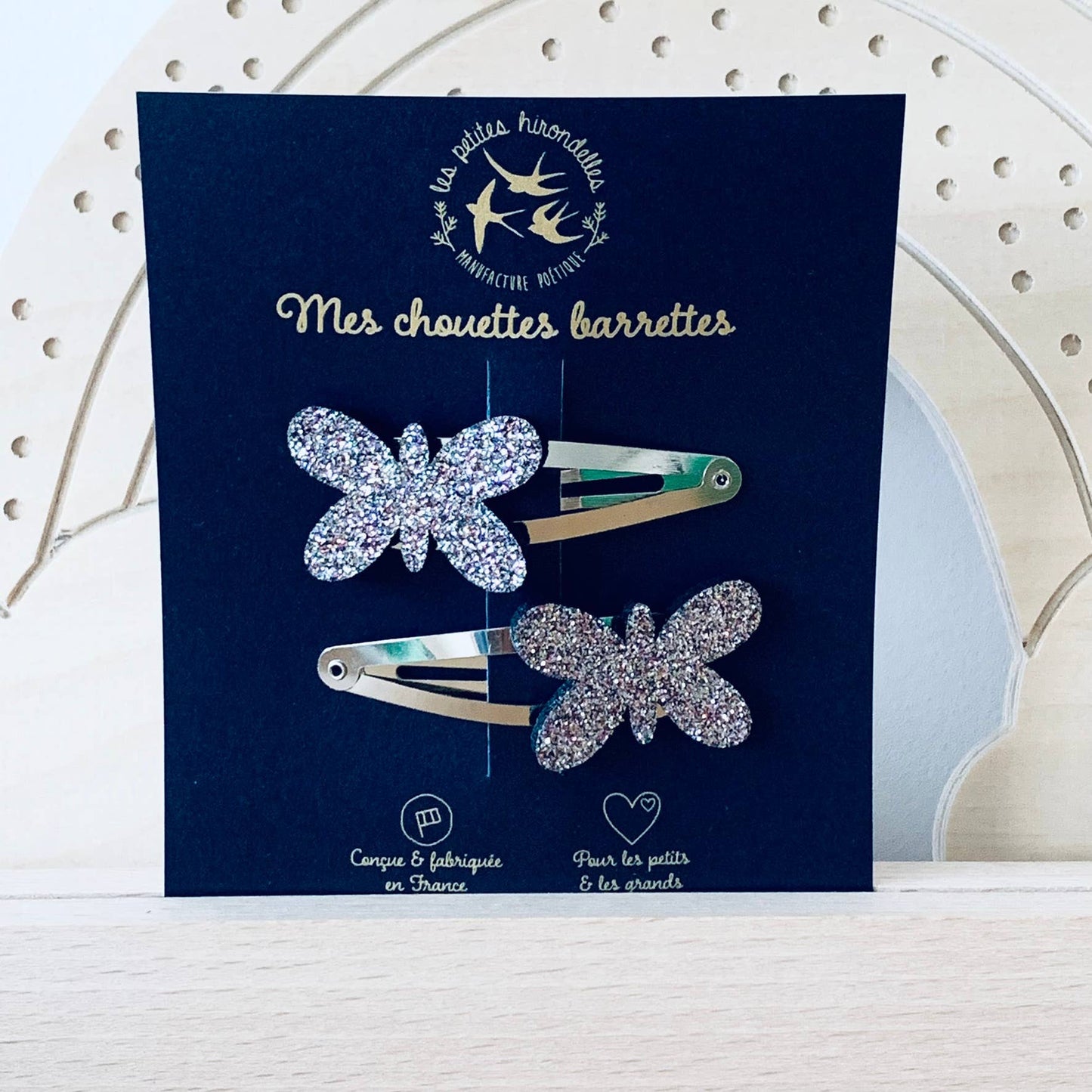 Barrettes doubles - Papillon Bleu