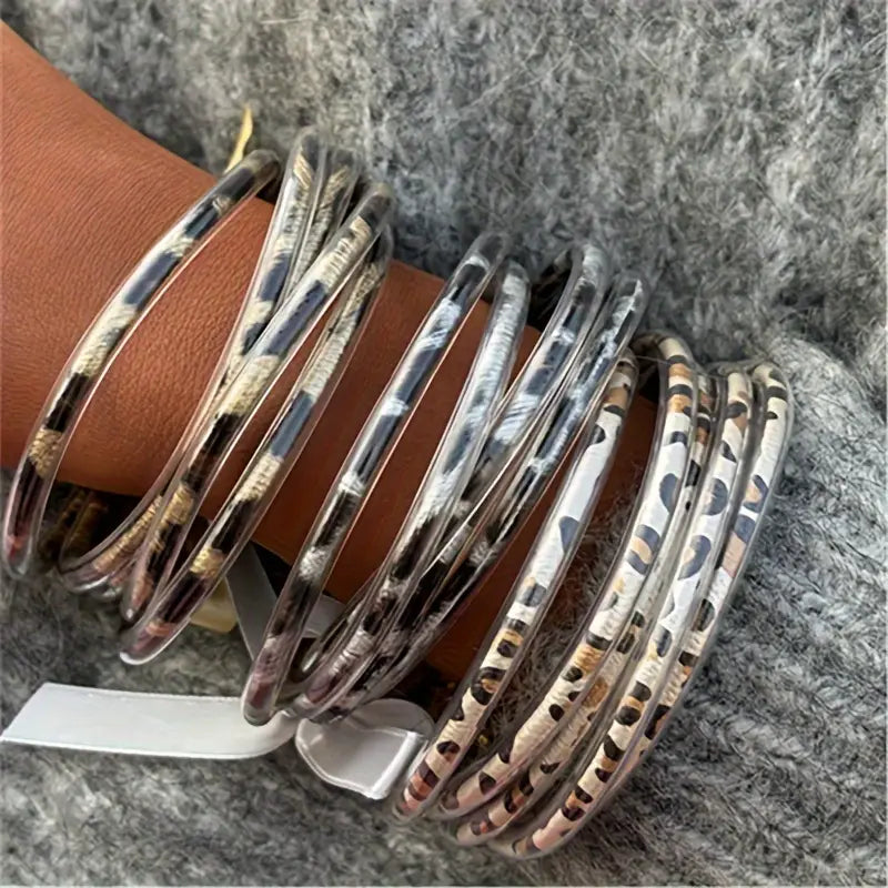Ensemble de 5 Bracelets Léopard clair