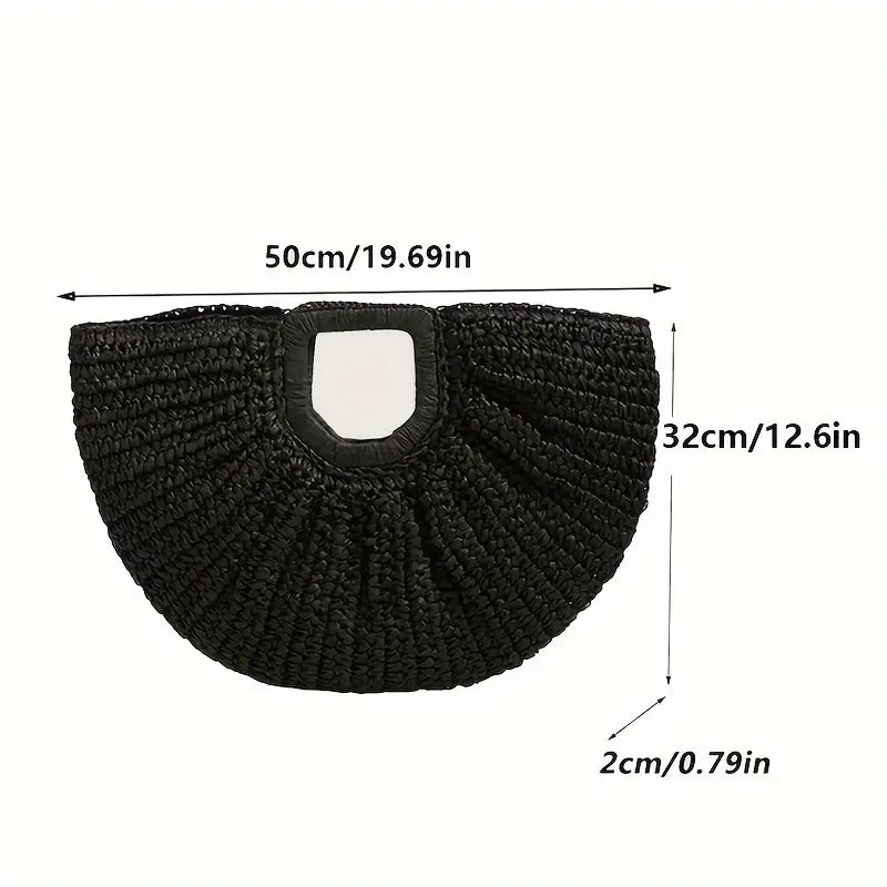 Sac Lune Noir en Paille tissée