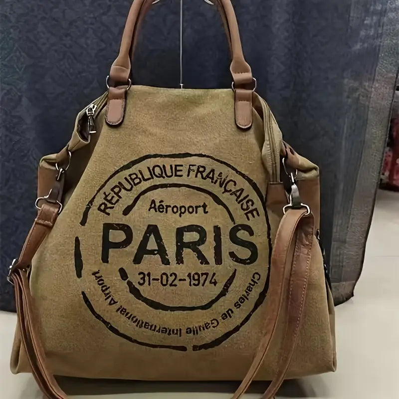 Sac Fourre Tout Paris Kaki & Noir TL