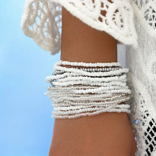 Ensemble de 20 Bracelets extensibles (Blanc)