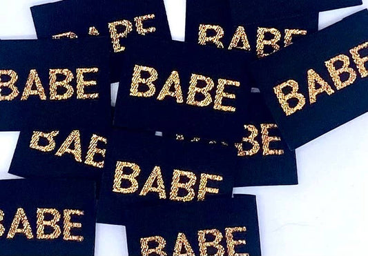 Étiquette Tissée à Coudre Lurex : BABE noir