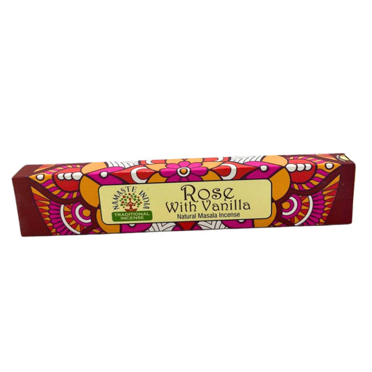 Bâtonnets d'encens naturels Namaste Masala "Rose à la vanille"