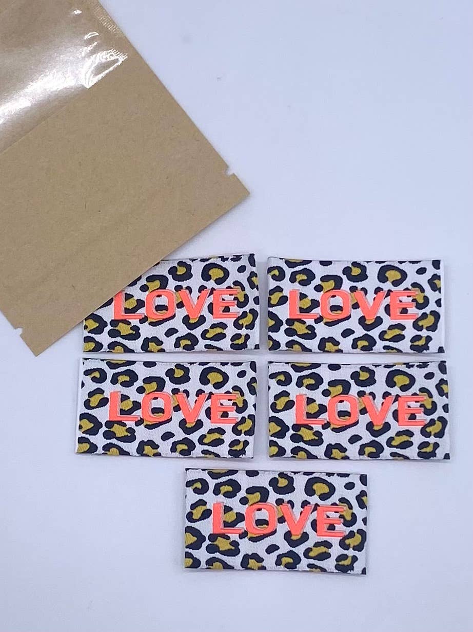 Étiquette tissée à coudre "GRAOU LOVE" Fluo