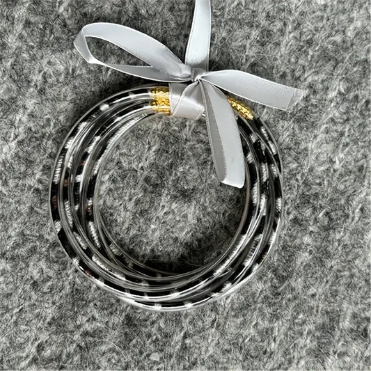 Ensemble de 5 Bracelets Léopard Noir & Blanc