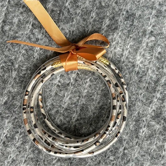 Ensemble de 5 Bracelets Léopard clair