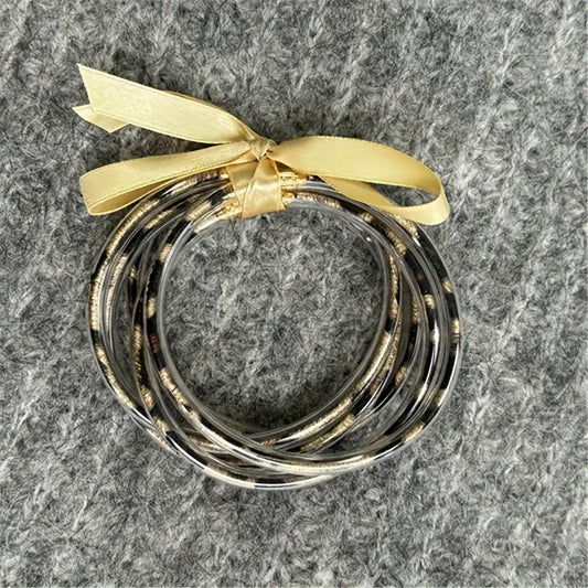 Ensemble de 5 Bracelets Léopard foncé