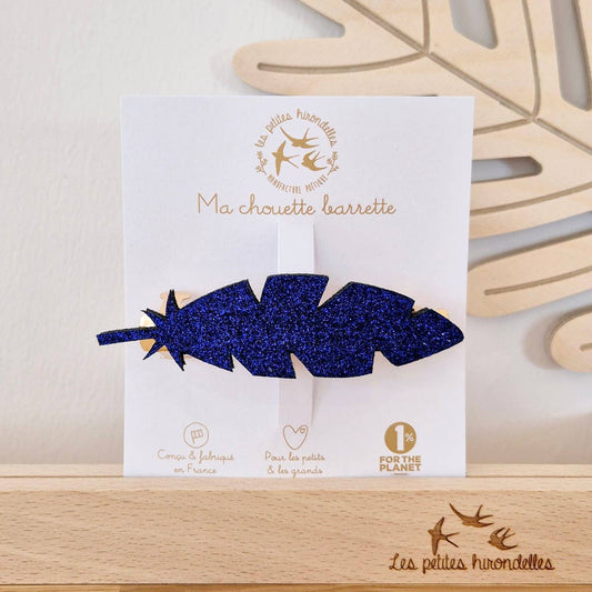 Barrette Clip - Plume Bleu