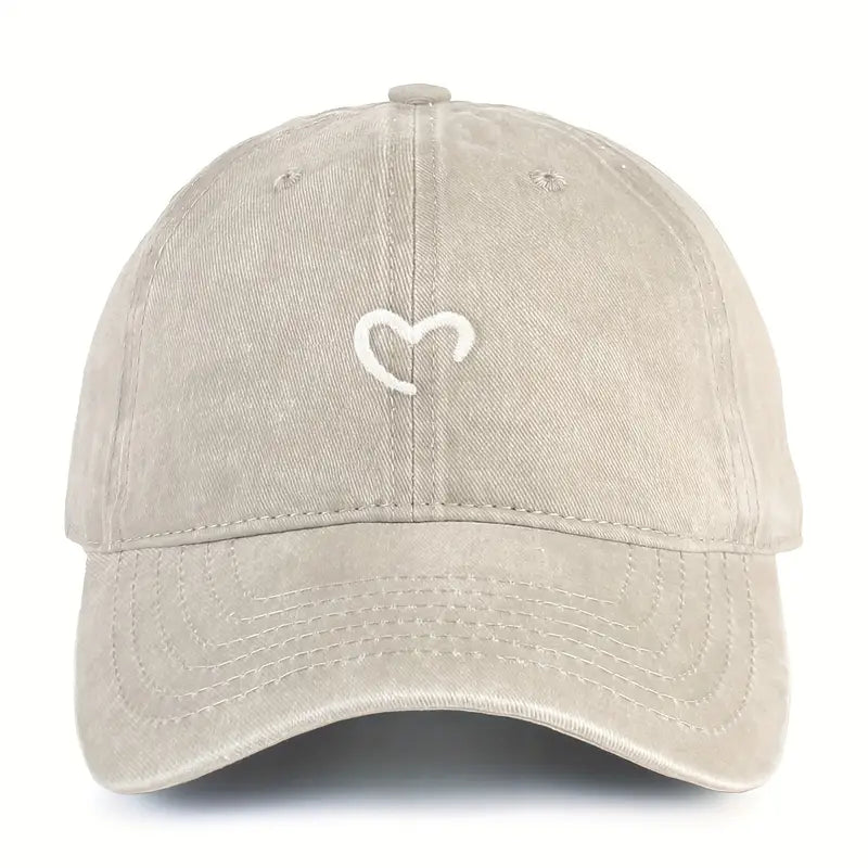 Casquette femme Beige brodée coeur