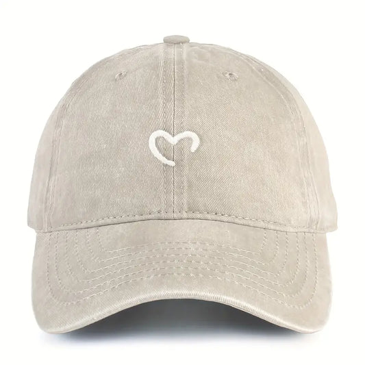 Casquette femme Beige brodée coeur