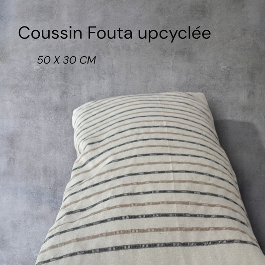 Coussin Fouta Upcyclée 50X30