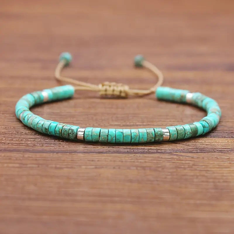 Bracelet ajustable en Turquoise naturelle M