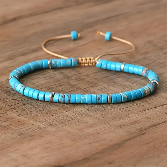 Bracelet ajustable en Pierre naturelle (Turquoise S)