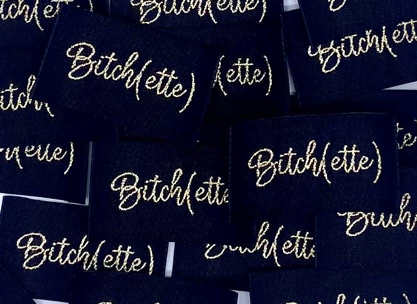 Étiquette à coudre Lurex : Bitch(ette) Noir et or