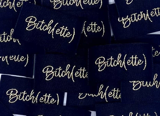 Étiquette à coudre Lurex : Bitch(ette) Noir et or