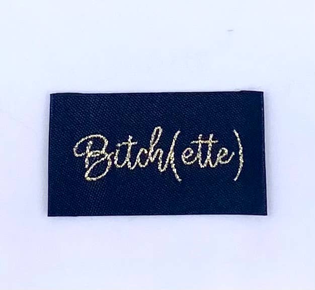Étiquette à coudre Lurex : Bitch(ette) Noir et or
