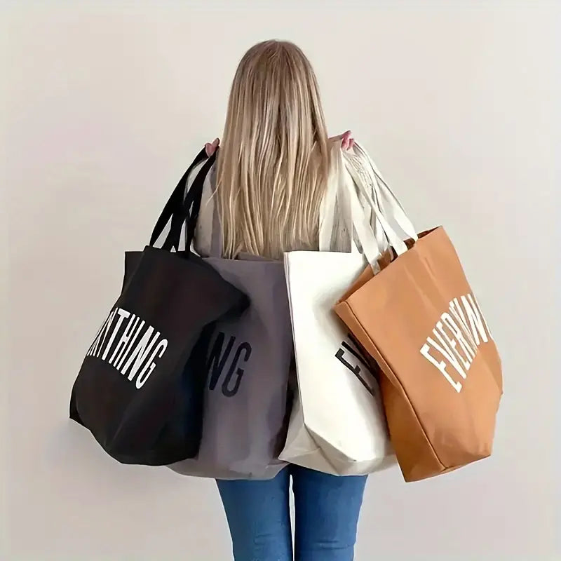 Sac Noir en toile Extra large "Everything"