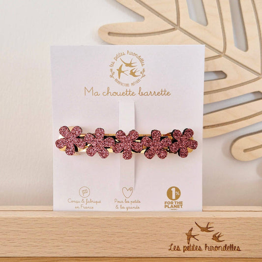 Barrette Clip - Fleurs Rose