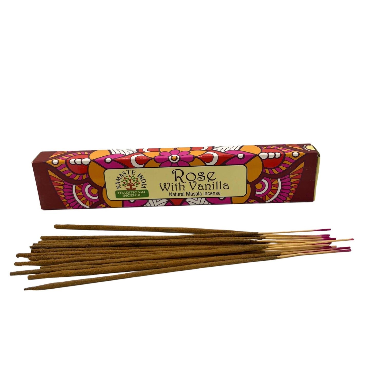 Bâtonnets d'encens naturels Namaste Masala "Rose à la vanille"