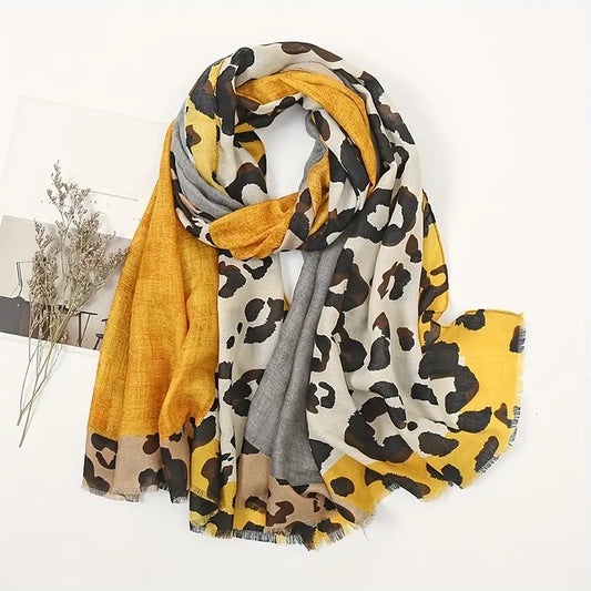 Echarpe Bohème  Léopard & Jaune