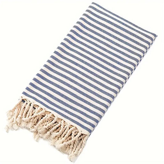Fouta, drap de plage, rayée bleu