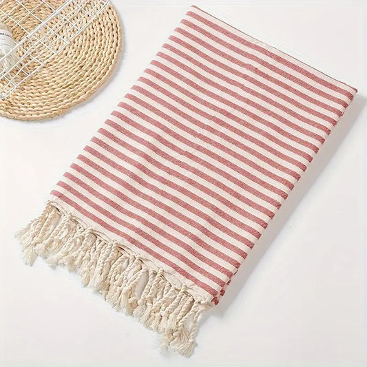 Fouta, drap de plage, rayée rouge