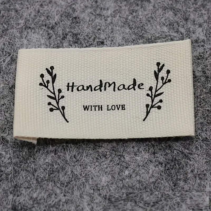 10 Etiquettes à coudre "Hand made with love"