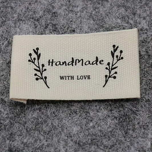 10 Etiquettes à coudre "Hand made with love"