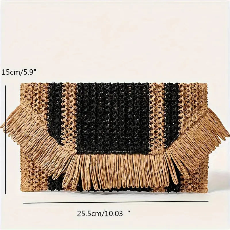 Pochette enveloppe tissée en paille