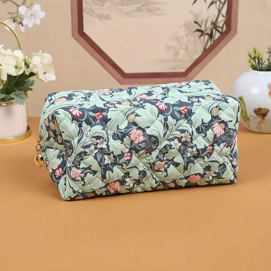 Pochette Florale Matelassée "Verte"
