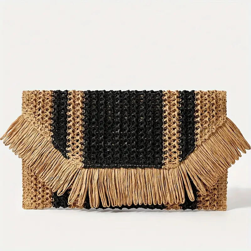 Pochette enveloppe tissée en paille