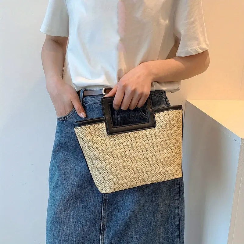 Sac en paille à double poignée