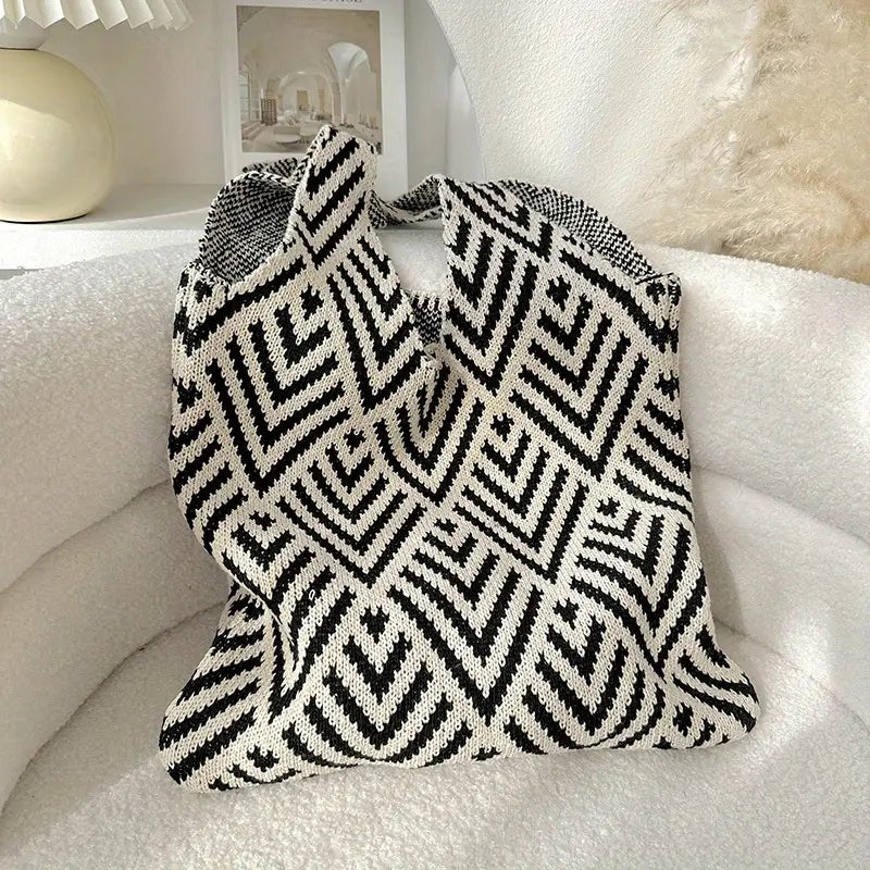 Sac tricoté Noir & Blanc