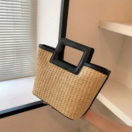 Sac en paille à double poignée