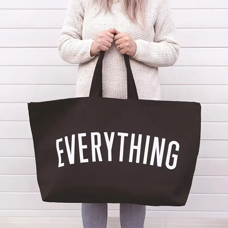 Sac Noir en toile Extra large "Everything"