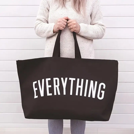 Sac Noir en toile Extra large "Everything"